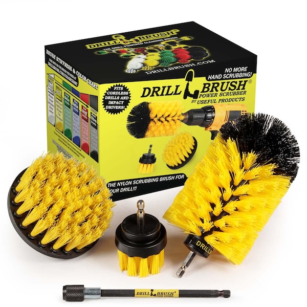 Drill Brush Power Scrubber By Useful Products 5 in W 7 in L Brush, Yellow Y-S-42J-5X-QC-DB - main